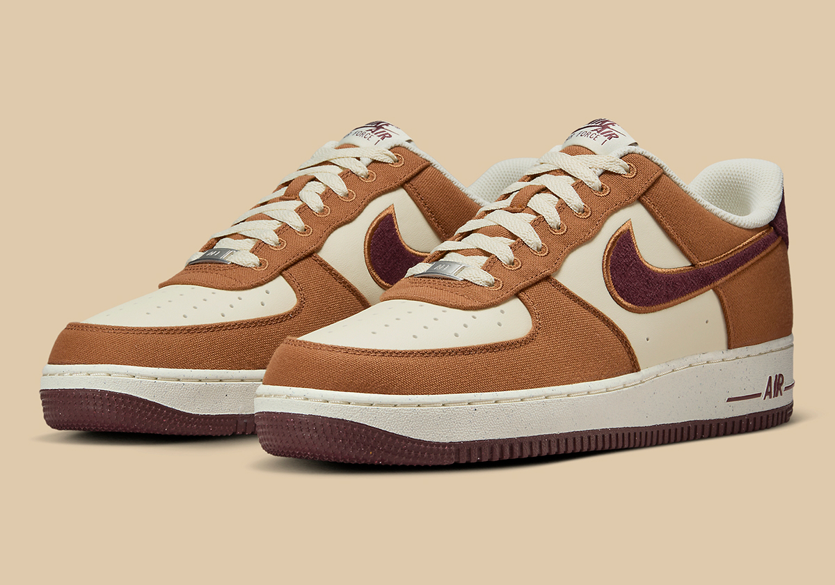 Nike Air Force 1 Low Light British Tan Burgundy Crush Fq8713 200 1